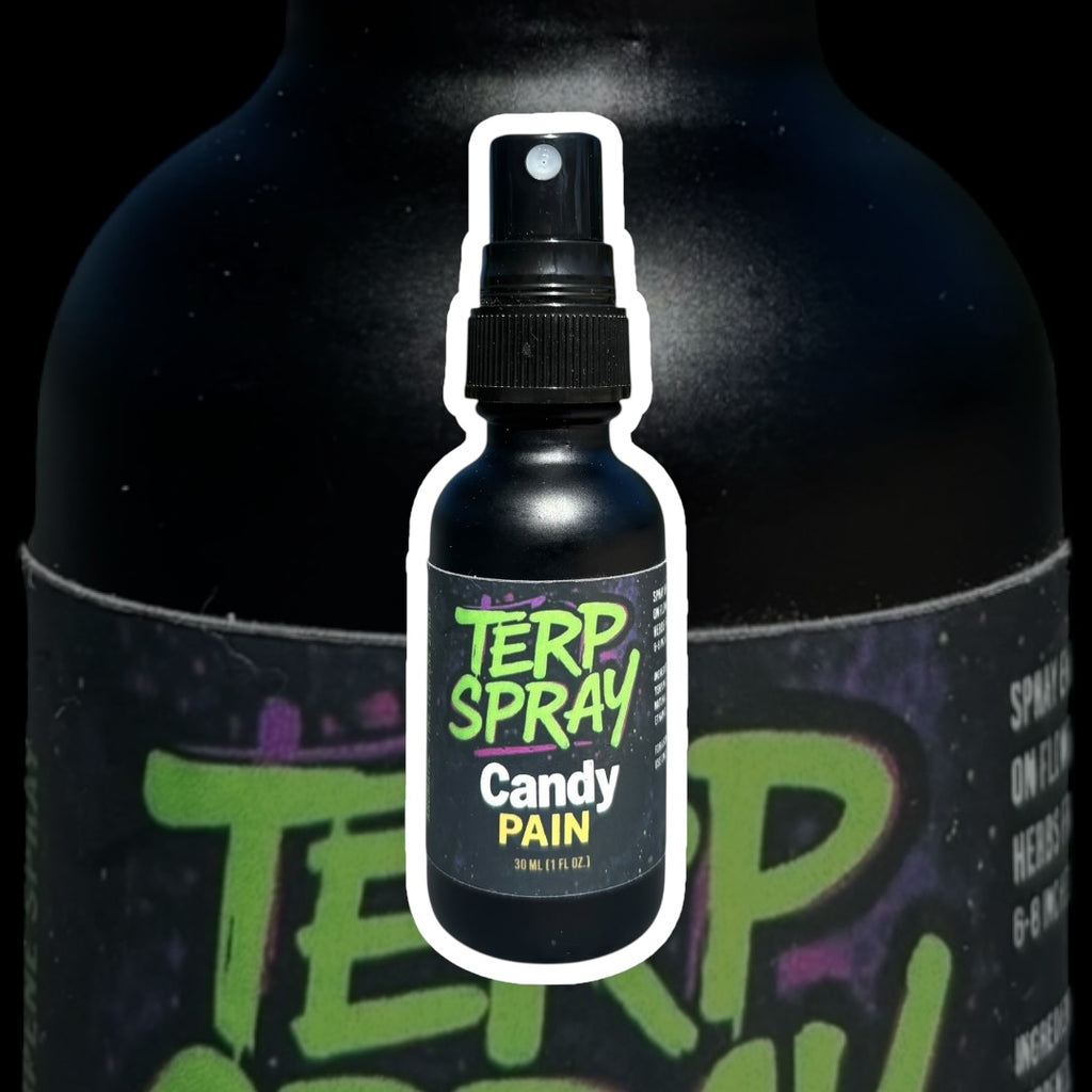 Terp Spray Candy Pain bottle – terpene infused aroma enhancer for exotic flower