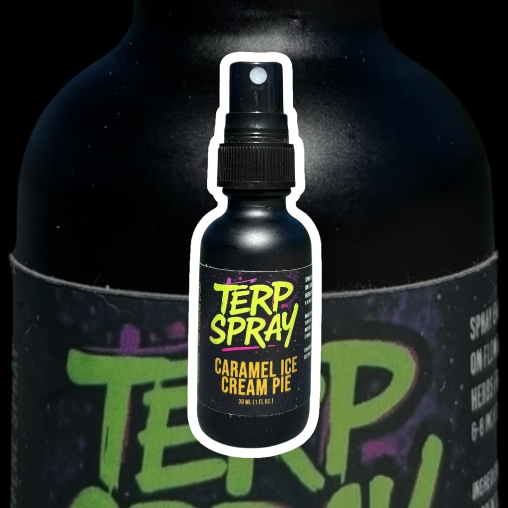 Terp Spray Caramel Ice Cream Pie bottle – dessert inspired terpene aroma spray for premium flower