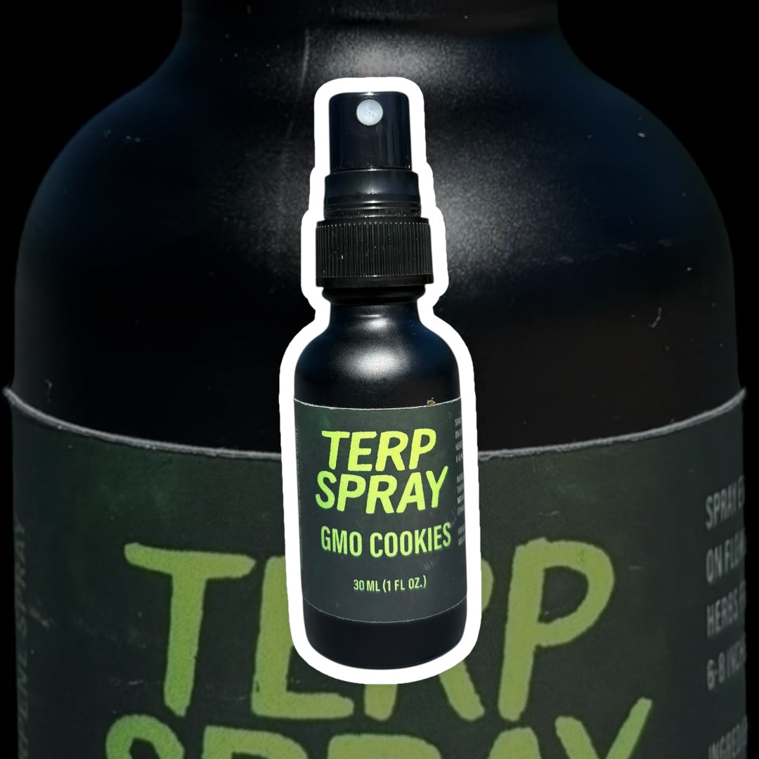 Terp Spray GMO Cookies bottle – earthy terpene aroma enhancer for premium flower